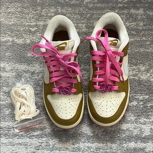 Nike Women's Sneakers - Tan, Cream and Pink Accents